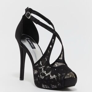 Nine West Black Strappy Lace Heels